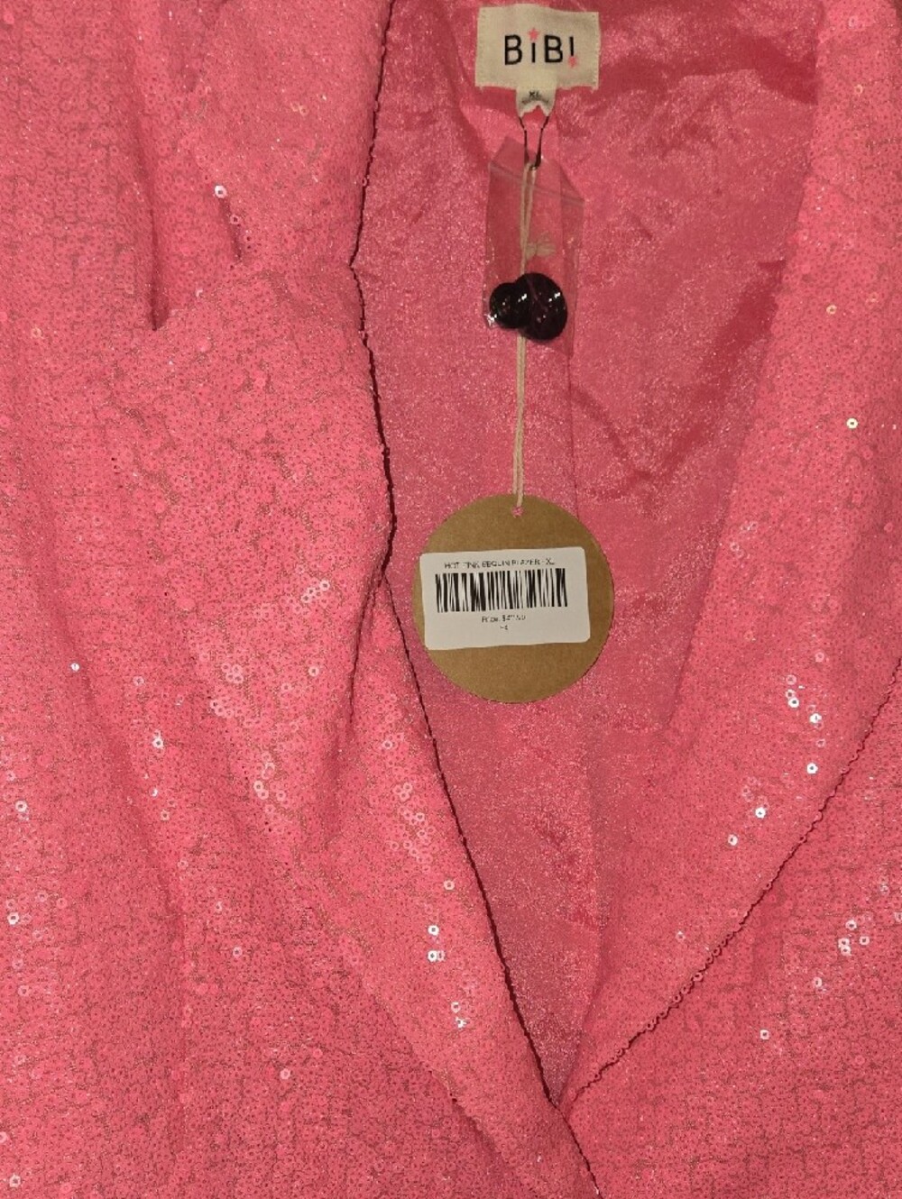 NWT BiBi Pink Sequin Bouclé Blazer sz XL - Picture 2 of 5